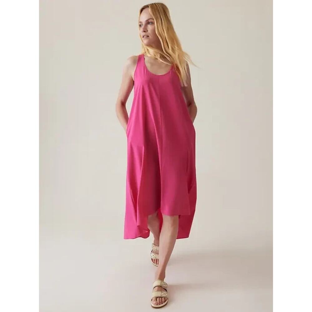 Athleta Presidio Traveler Hot Pink Sleeveless Racerback Maxi HighLow Hem Sz M